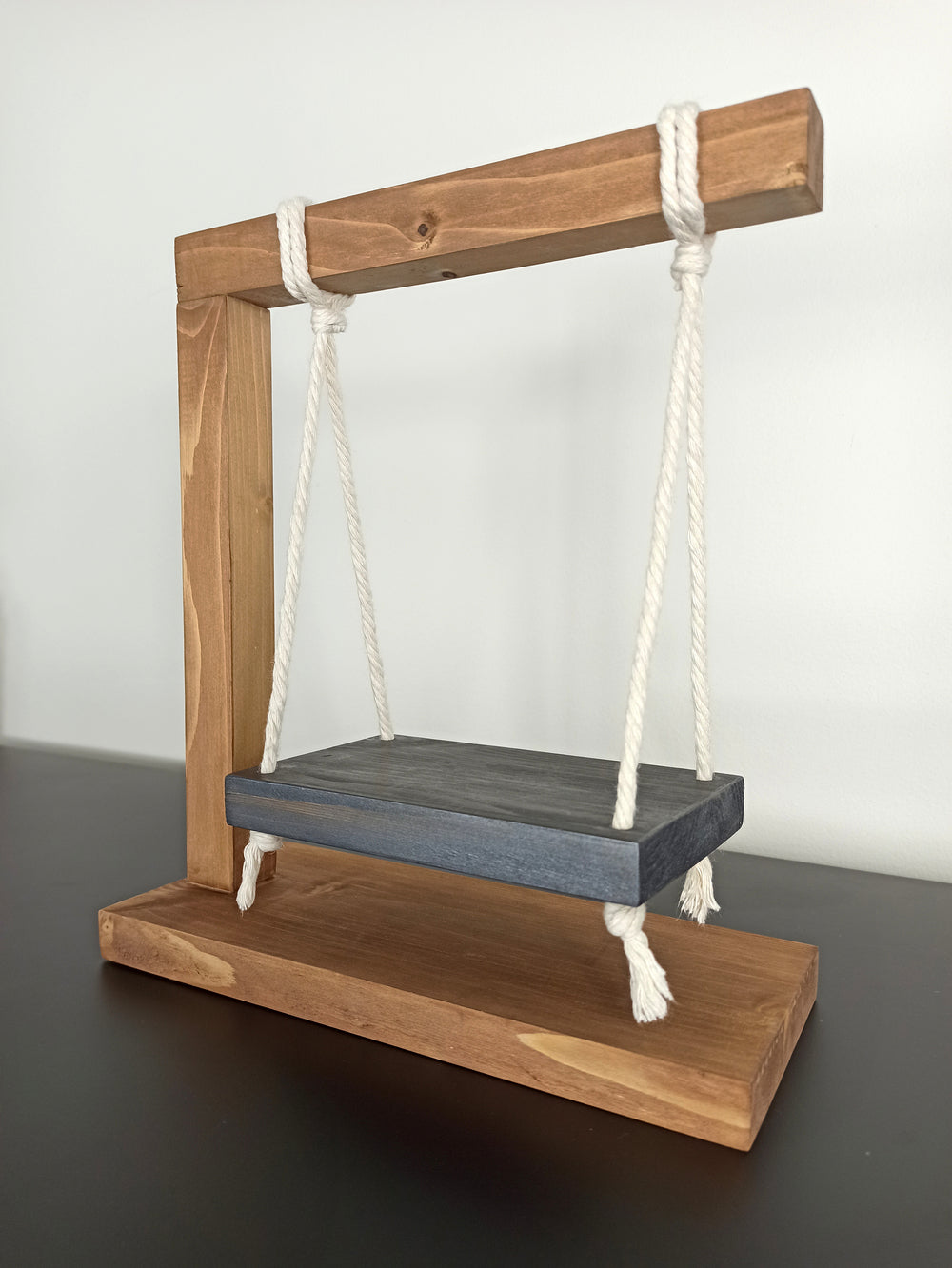 Décoration en bois - Etagère balançoire en bois & corde blanche-Holbox Spirit