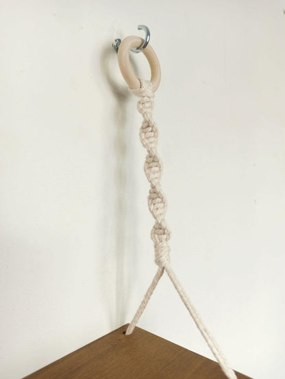 Etagère suspendue en bois & corde macramé esprit bohème - Holbox Spirit