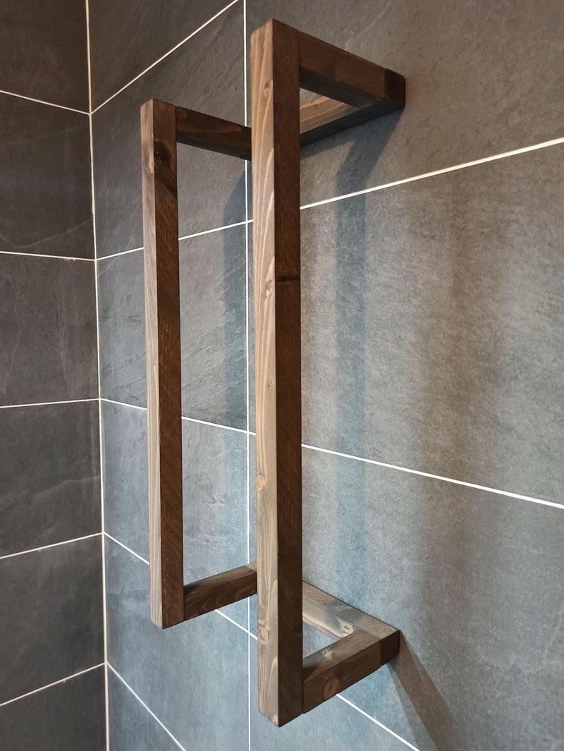Porte-serviettes en bois, étagère salle de bain - Chêne cendré - Holbox Spirit