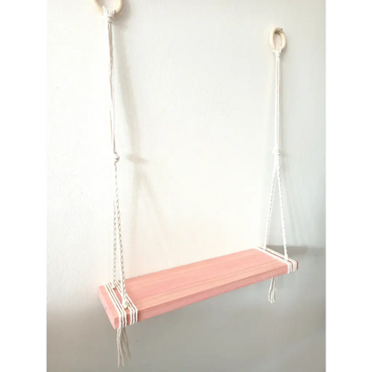 Etagère balançoire suspendue en bois & corde tressée - Holbox Spirit