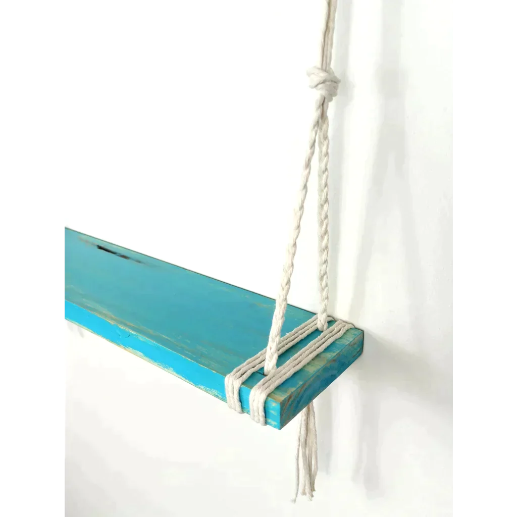 Etagère suspendue en bois, corde tressée, Décoration bohème, bord de mer - Holbox Spirit