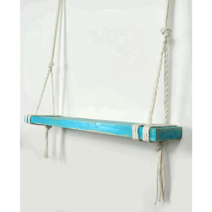 Etagère suspendue en bois, corde tressée, Décoration bohème, bord de mer - Holbox Spirit